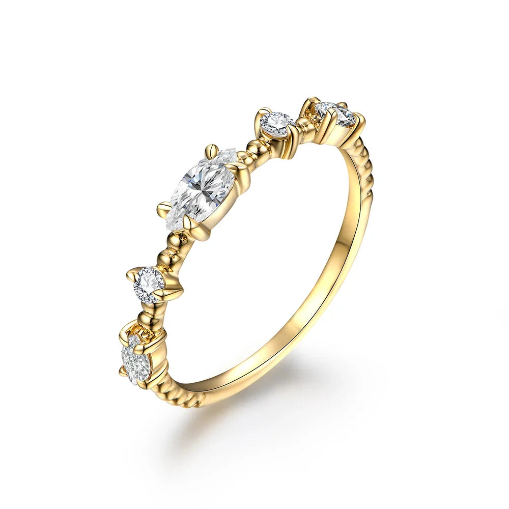 Women's S925 Mixed Shape Single Shared Prong Band
