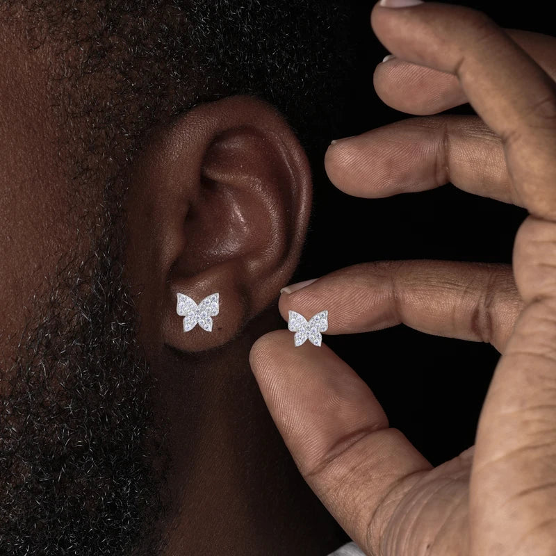 S925 Moissanite Butterfly Stud Earrings