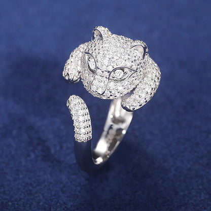 S925 Moissanite Leopard Diamond Cuff Ring