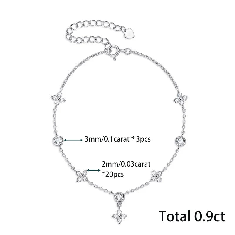 3.5mm Women's S925 Moissanite Diamond Stationed Bracelet
