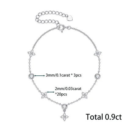 3.5mm Women's S925 Moissanite Diamond Stationed Bracelet