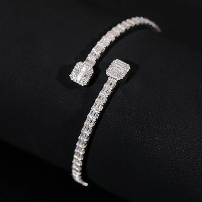 S925 MOISSANITE BAGUETTE DIAMOND BANGLE - 3.8MM