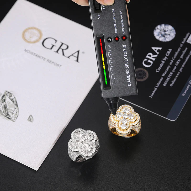 S925 Round Cut Tennis Cross Gemstone Moissanite Diamond Ring