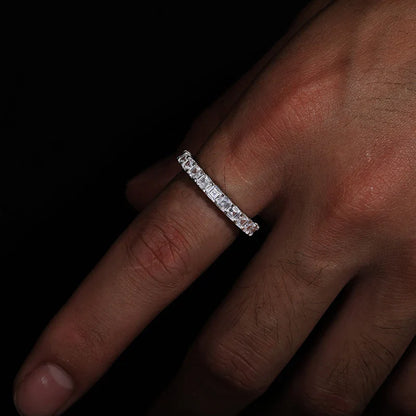 S925 Moissanite Baguette Cut Eternity Band Ring