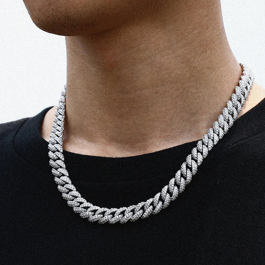 S925 Moissanite Cuban Diamond Link Chain Necklace or Bracelet - 10mm