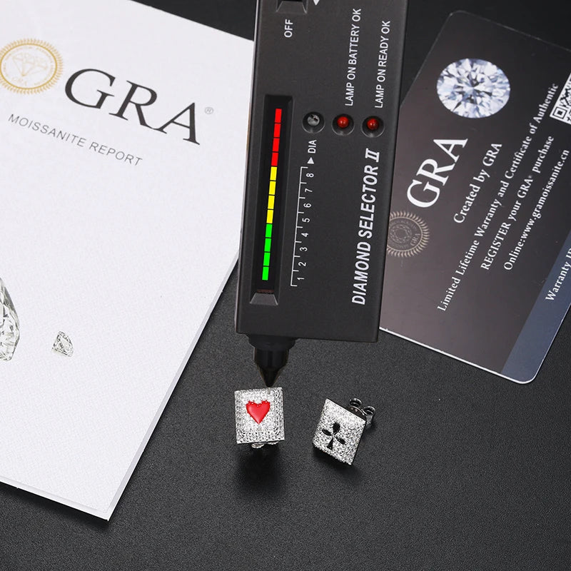 S925 Moissanite Poker Studs Earrings