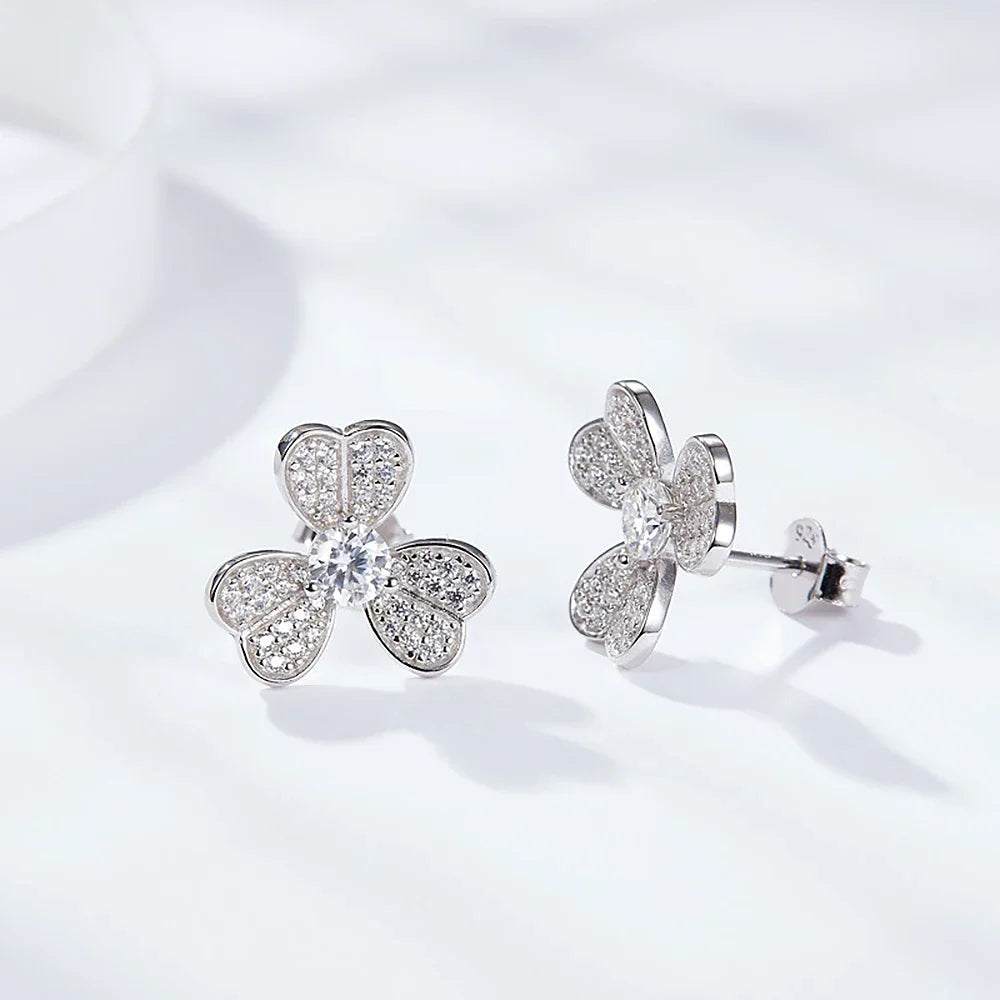 Women's S925 Fully Moissanite Original Flower Earrings & Necklace Set