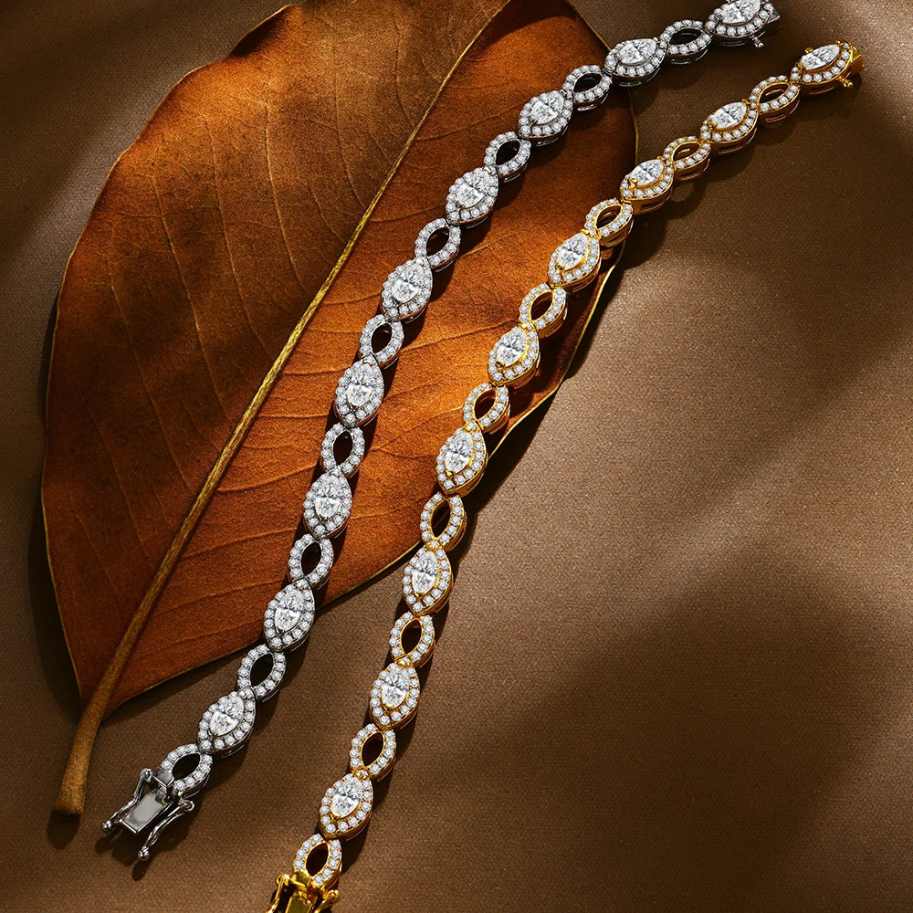 S925 Pear Cut 6.2 Carat Moissanite Link Bracelet