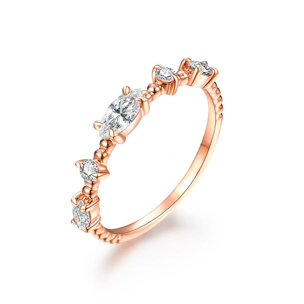 Women's S925 Mixed Shape Single Shared Prong Band