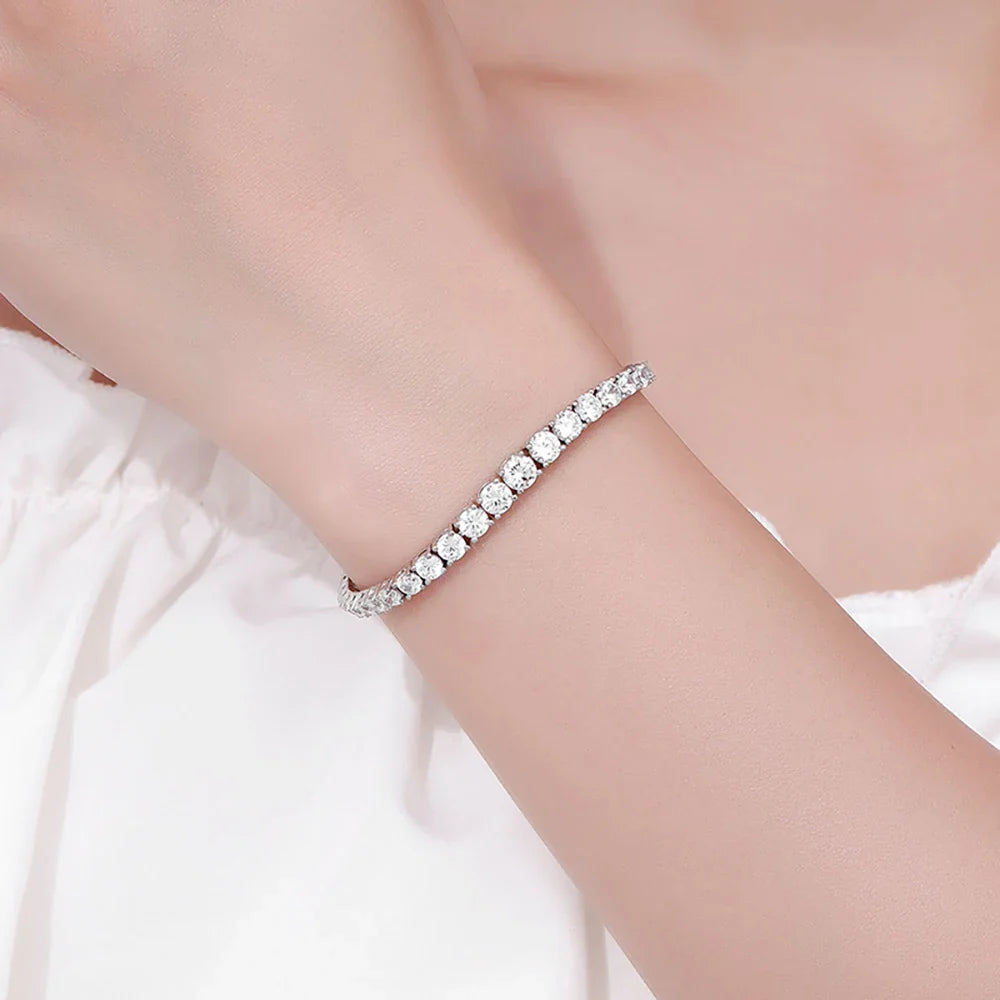3-5mm S925 Moissanite Curved Tennis Bracelet