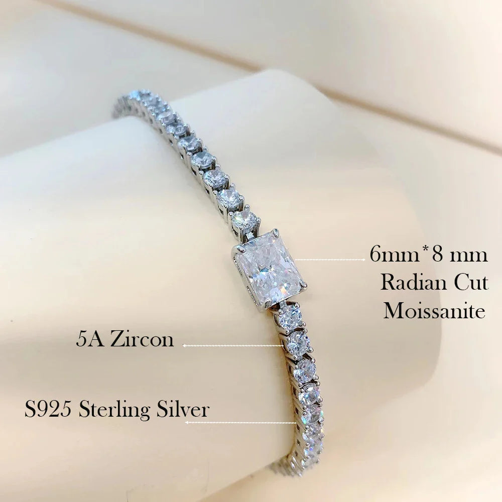 Gemstone Diamond Stone Radiant Cut Diamond Tennis Bracelet