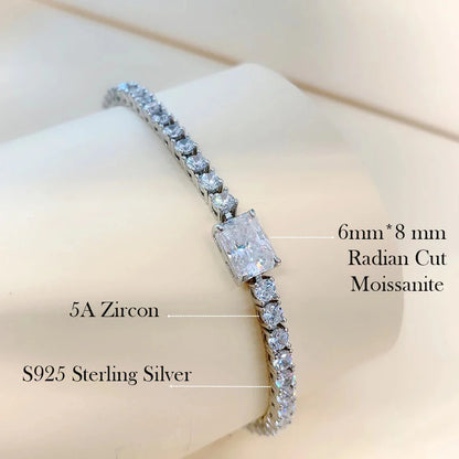Gemstone Diamond Stone Radiant Cut Diamond Tennis Bracelet