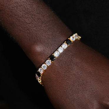 S925 Moissanite Tennis Black Center Gemstone Diamond Bracelet - 6mm