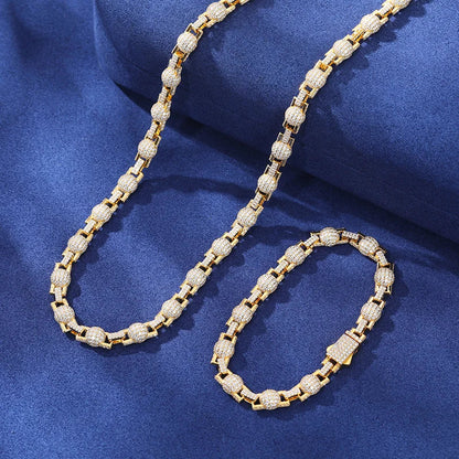 S925 Iced Moissanite Beaded Ball Link Bracelet or Necklace - 7mm