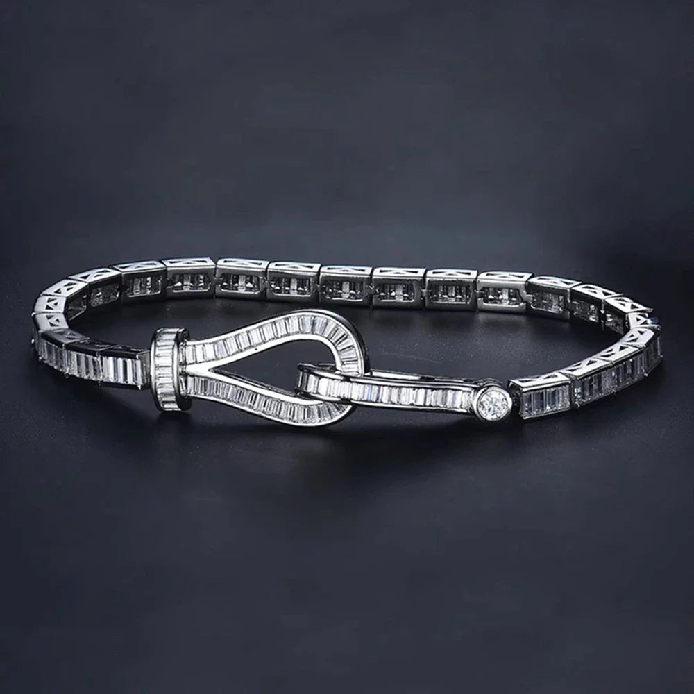 S925 Moissanite Baguette Noose Tennis Bracelet
