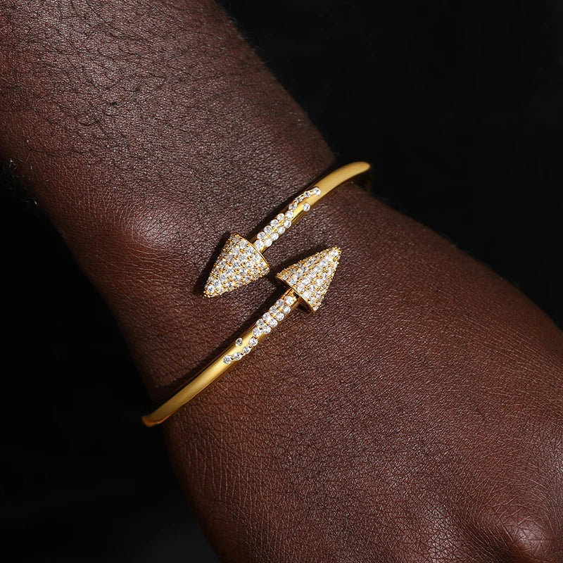 New S925 Moissanite Arrow Men Cuff Bracelet