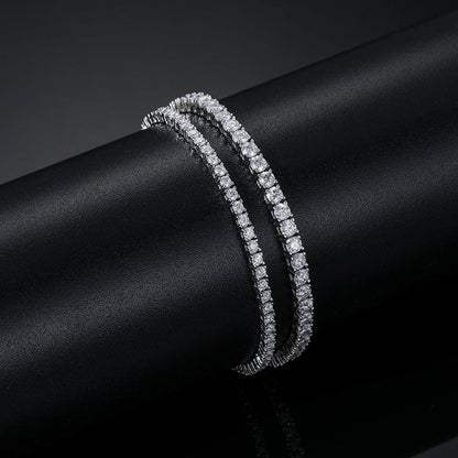 2/3mm S925 Moissanite Adjustable Tennis Bracelet - White Gold