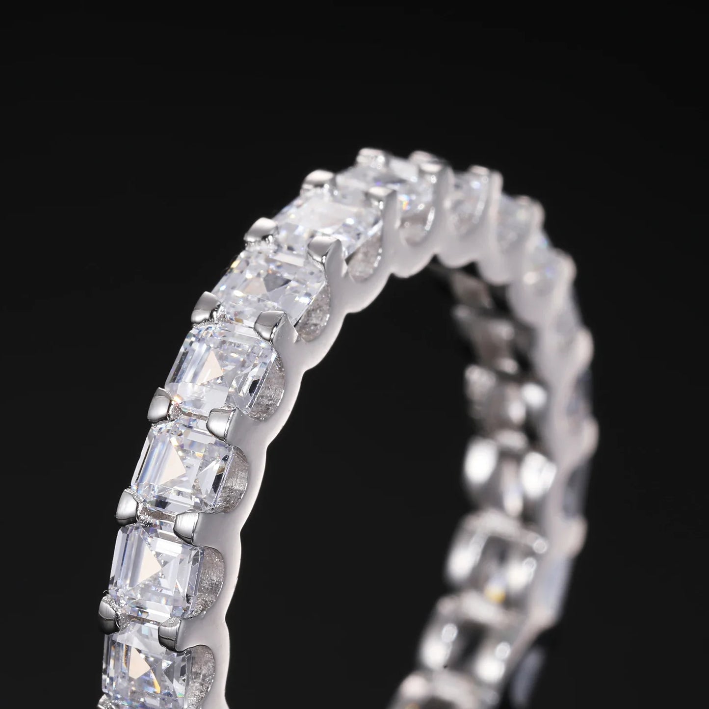 S925 Moissanite Baguette Cut Eternity Band Ring