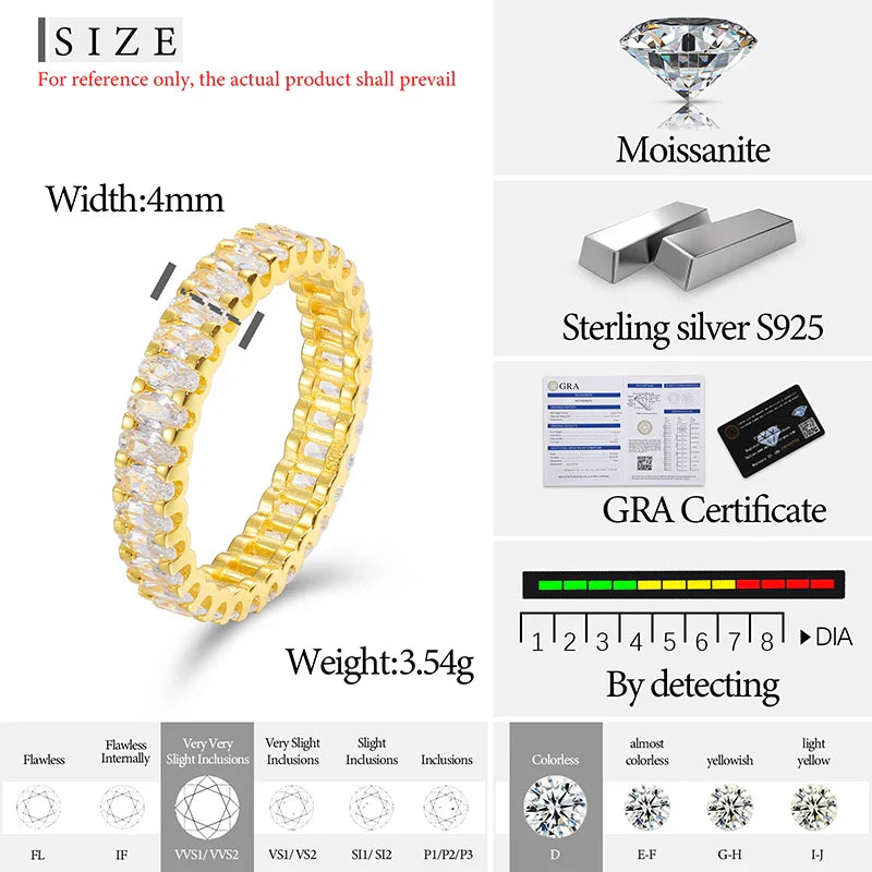 S925 Moissanite Oval Cut Eternity Band Ring