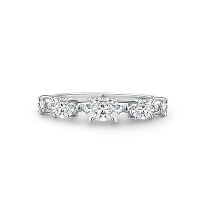 Single Shared Prong Oval Cut Moissanite Band
