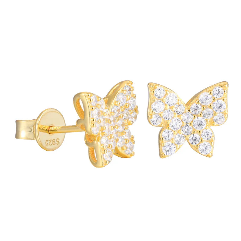 S925 Moissanite Butterfly Stud Earrings