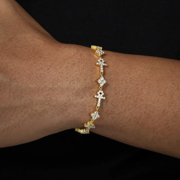 S925 Moissanite Mini Cross & Star Bracelet