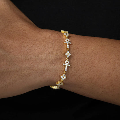 S925 Moissanite Mini Cross & Star Bracelet