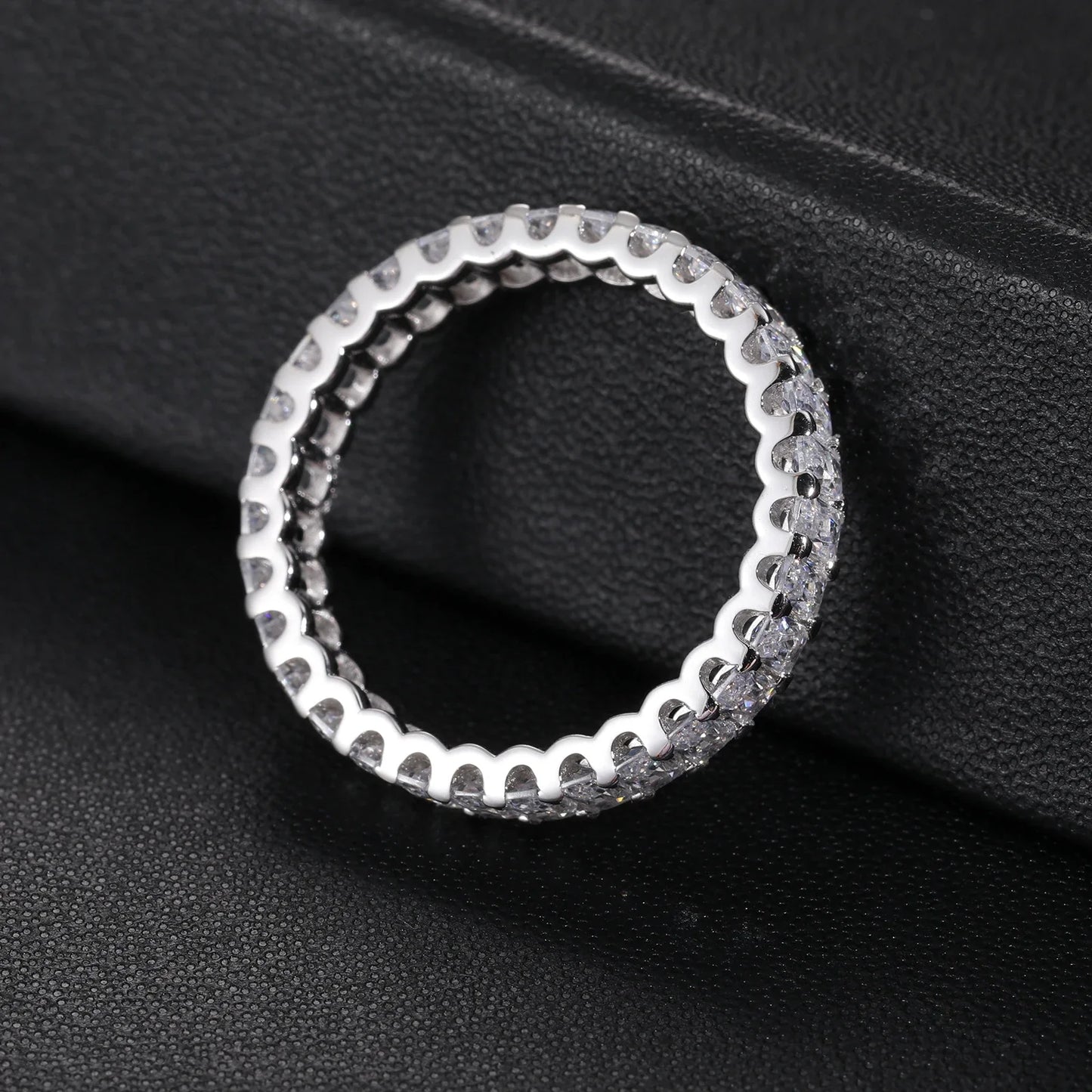 S925 Moissanite Emerald Cut Eternity Band Ring