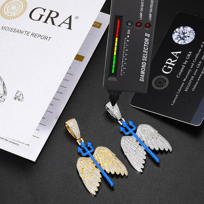 S925 Moissanite Trident Wings Diamond Pendant