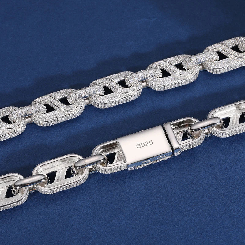 14mm S925 Moissanite Infinity Mariner Link Chain