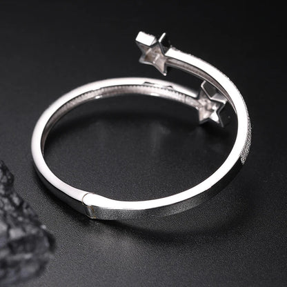 S925 Moissanite Paved Star Baguette Bangle