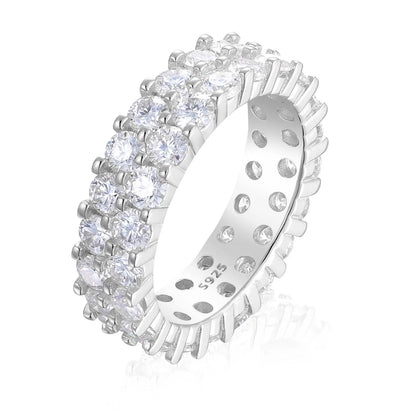 S925 2 Rows Moissanite Eternity Band Ring
