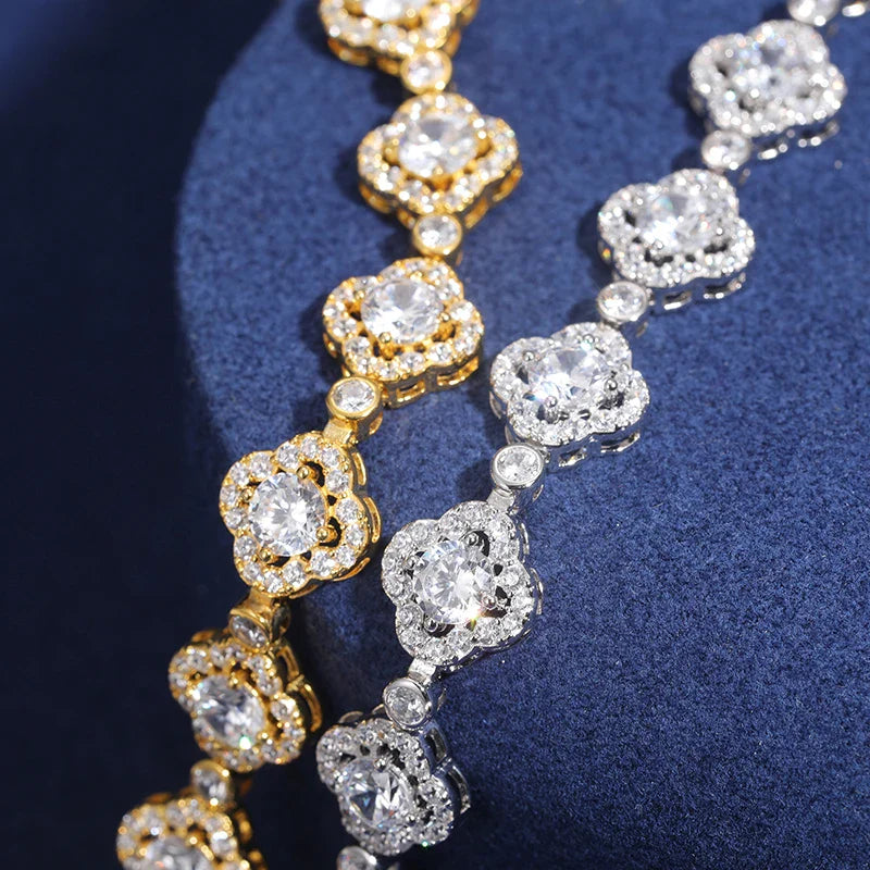 Moissanite Clover Halo Diamond Bracelet