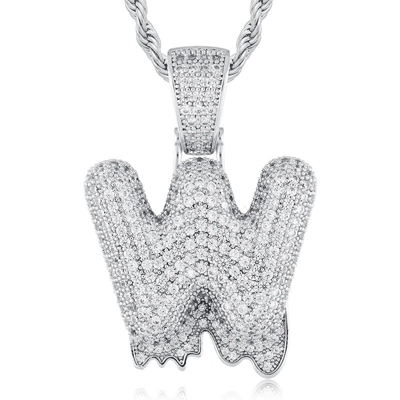 925 Sterling Silver Moissanite Bubbler Micro Paved A-Z Letter Pendant