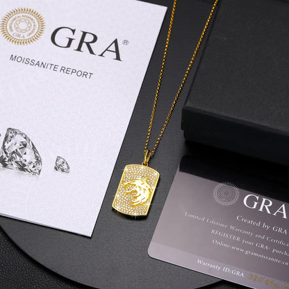 Wolf Head Moissanite Tag Pendant