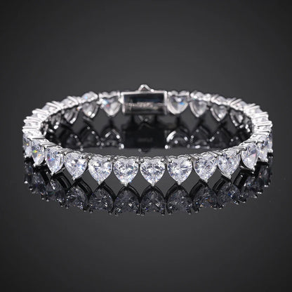 S925 Moissanite Heart-Shape Tennis Diamond Bracelet - 8mm
