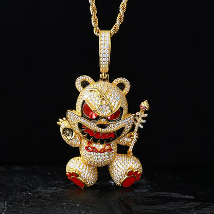 S925 Moissanite Wizard Violent Bear Pendant