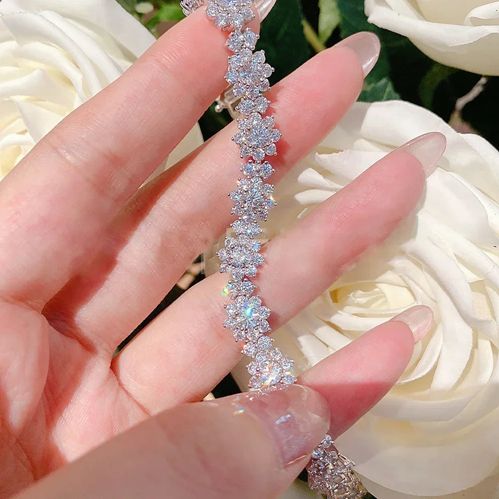 Women's S925 Diamond Flower Bracelet