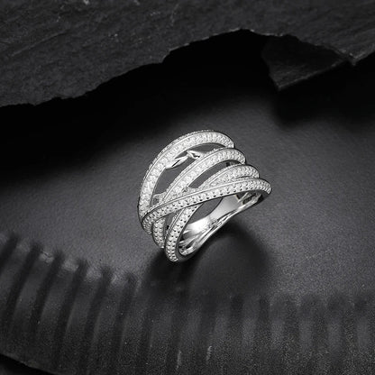 S925 Moissanite Intertwined Thorn Ring - White Gold