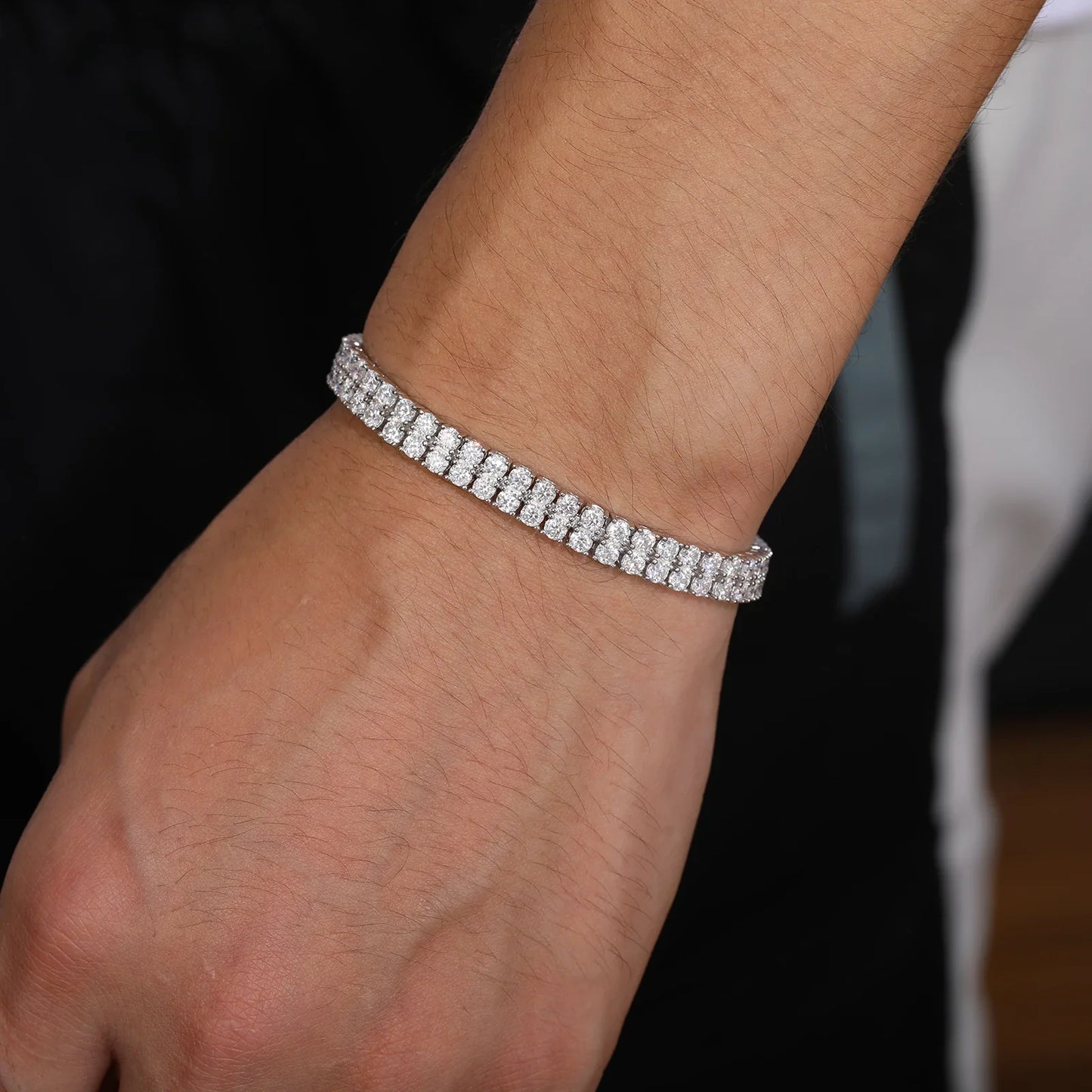 S925 6MM 2 Rows Moissanite Diamond Tennis Bracelet/Necklace