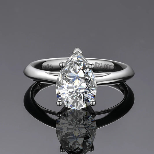 S925 Moissanite Pear Cut Diamond Ring