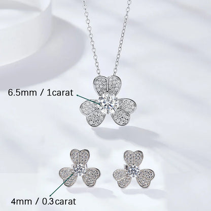 Women's S925 Fully Moissanite Original Flower Earrings & Necklace Set