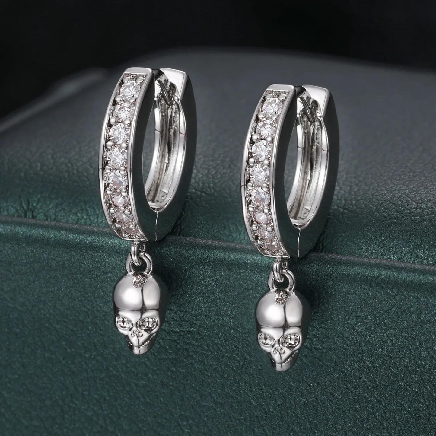 S925 Moissanite Skull Huggie Earrings - Gold