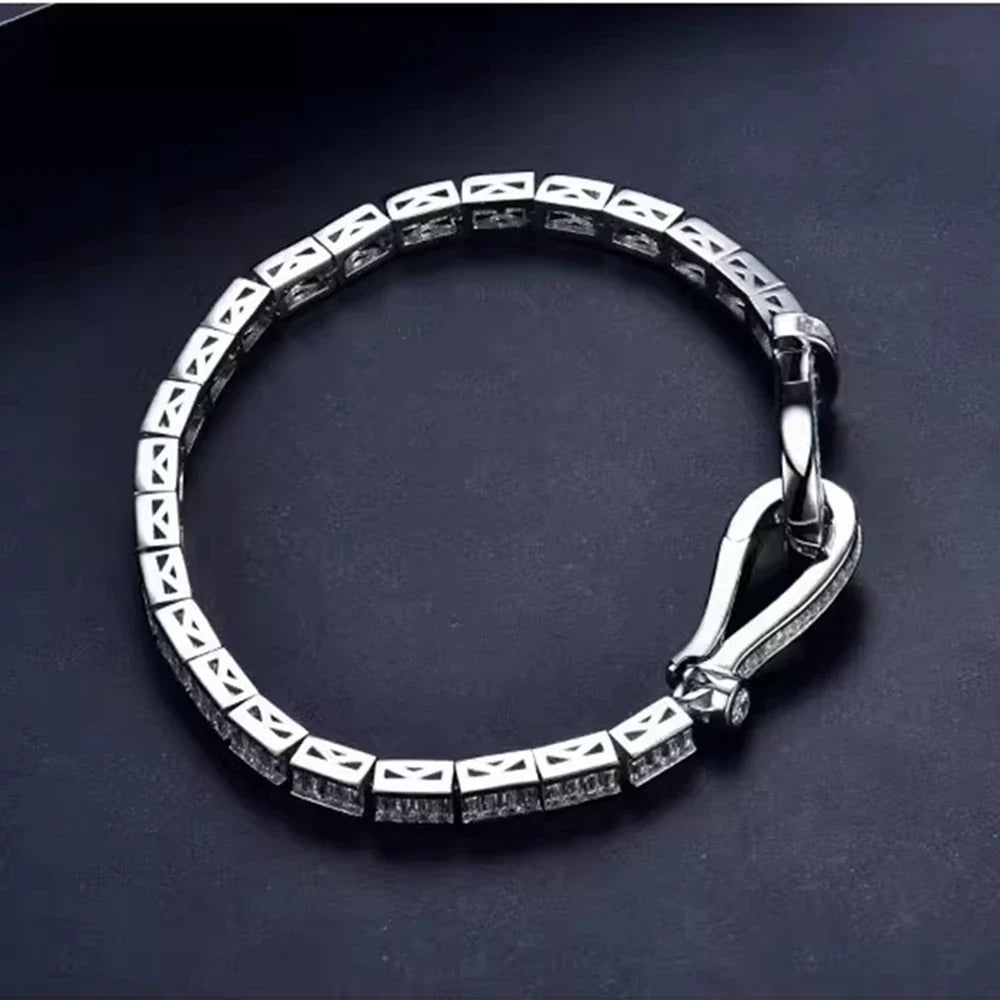 S925 Moissanite Baguette Noose Tennis Bracelet