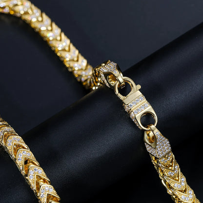 S925 Moissanite Diamond Franco Link Chain Necklace/Bracelet - 6mm