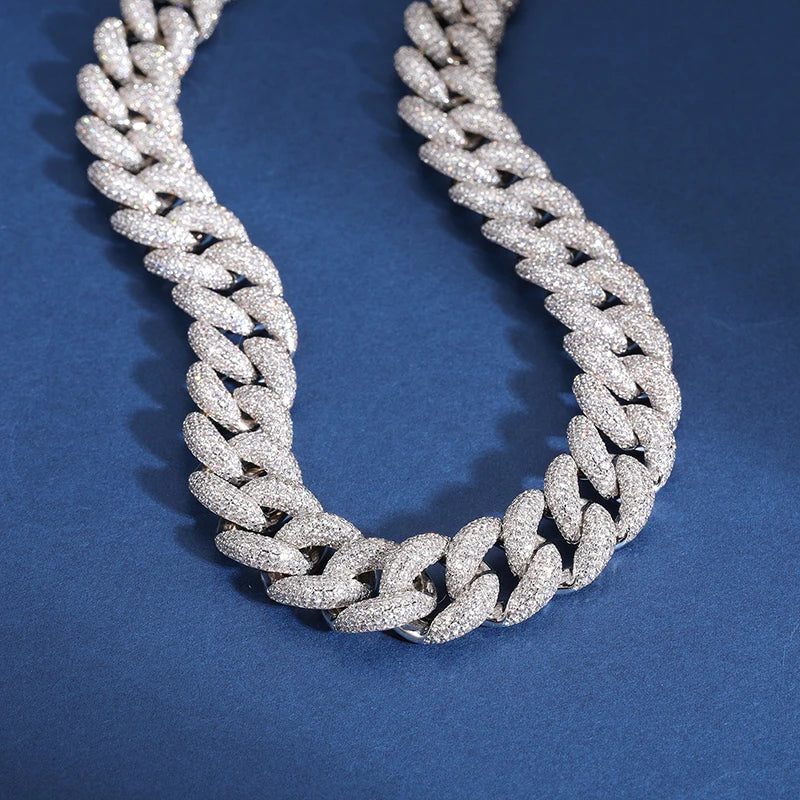 16mm S925 Moissanite Curb Cuban Chain