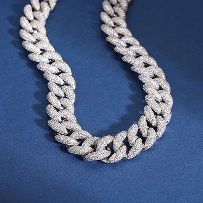 16mm S925 Moissanite Curb Cuban Chain