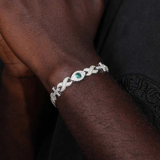 S925 Moissanite Infinity Cross Eye Link Bracelet