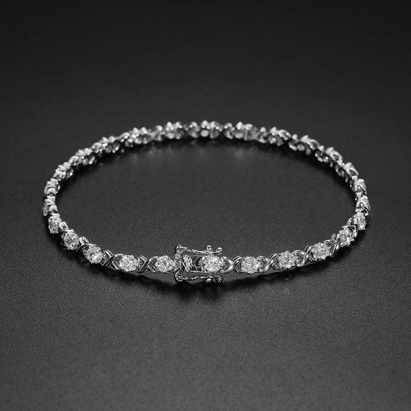 S925 Moissanite Tennis Infinity Bracelet - 3/4/5mm