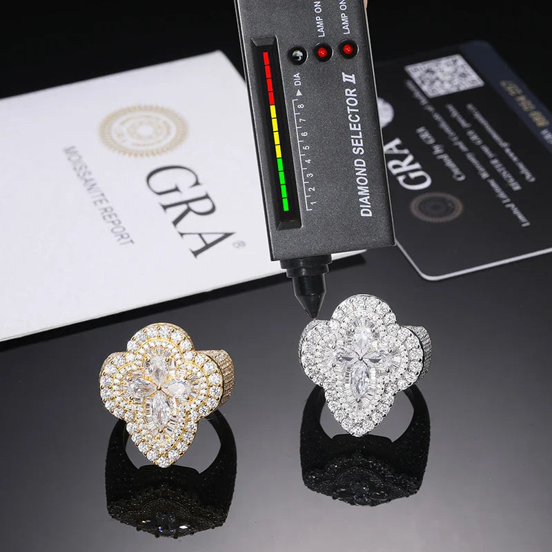 S925 Gemstone Cross Moissanite Diamond Ring